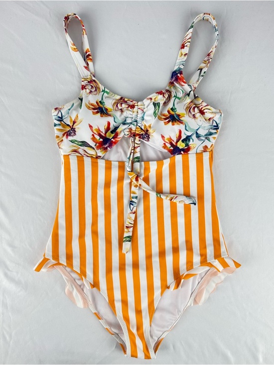 Cupshe Other - Cupshe Floral & Orange Stripe One-Piece Swimsuit